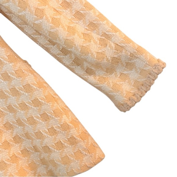 ANNE KLEIN Vintage Wool Blend Houndstooth Blazer Ivory Yellow Size 6 - Picture 9 of 13